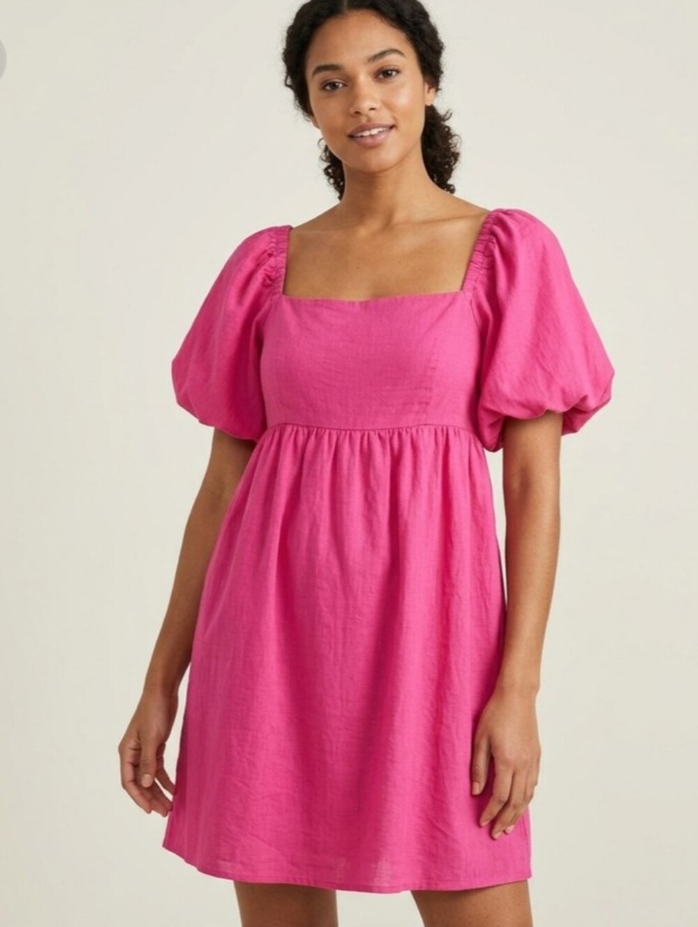 And Now This Womans Pink Baloon Sleeve Squareneck Mini Dress. Size M